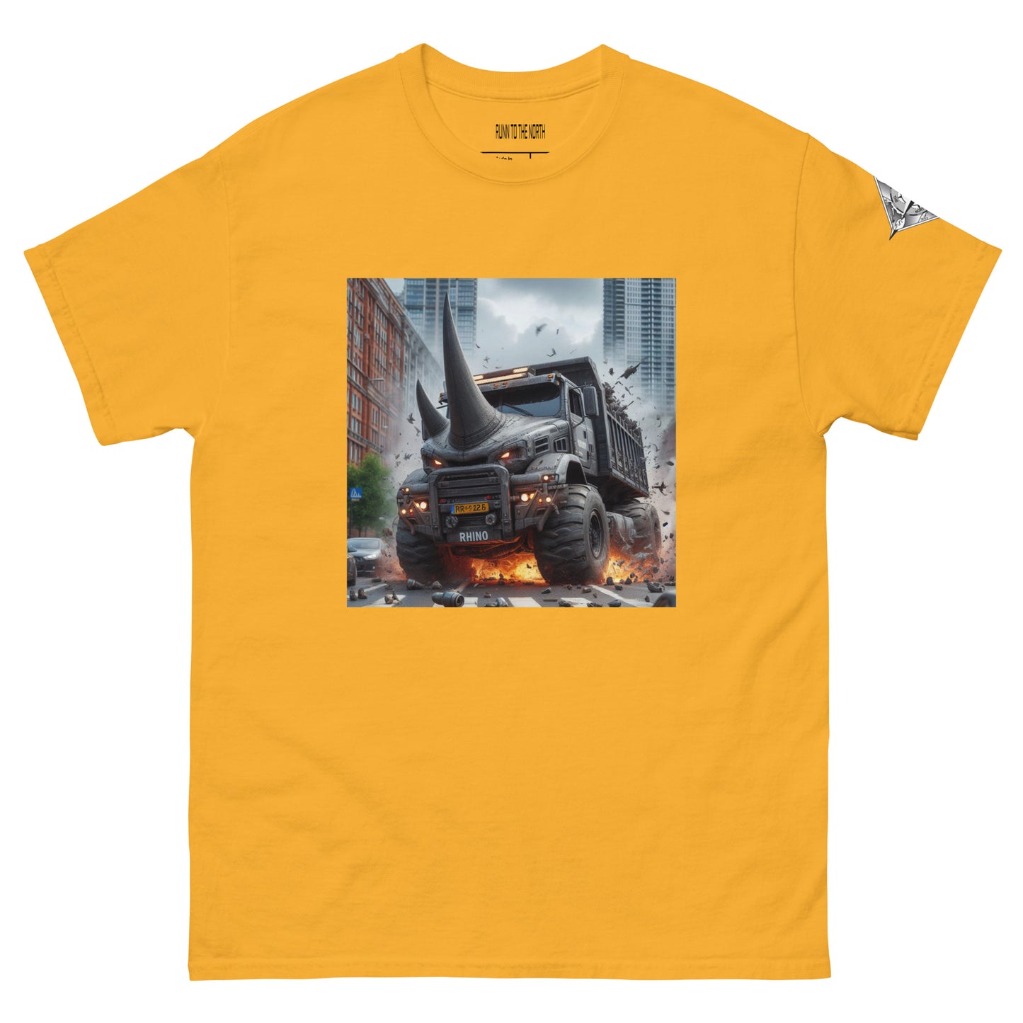 RUNN TO THE NORTH -COMPASS LOGO- RHINO TRUCK #1- Men's classic tee