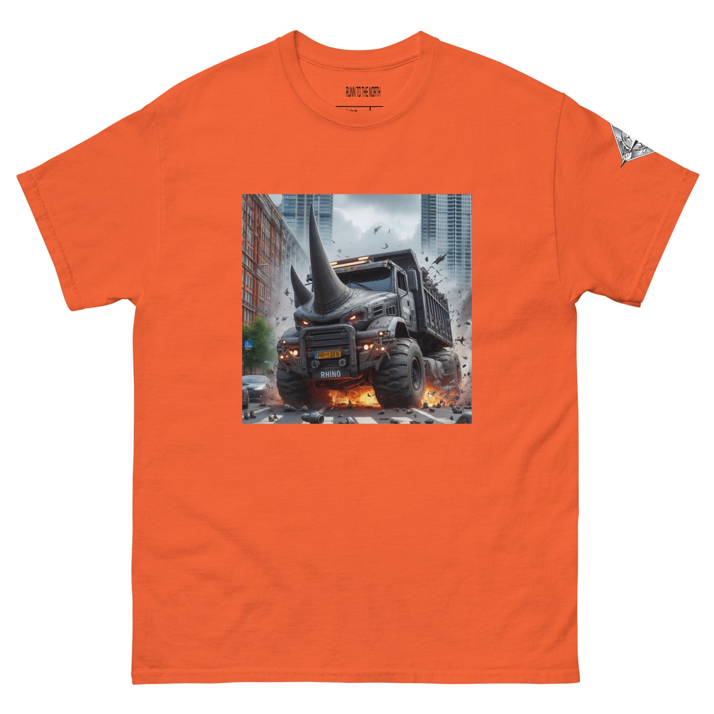 RUNN TO THE NORTH -COMPASS LOGO- RHINO TRUCK #1- Men's classic tee