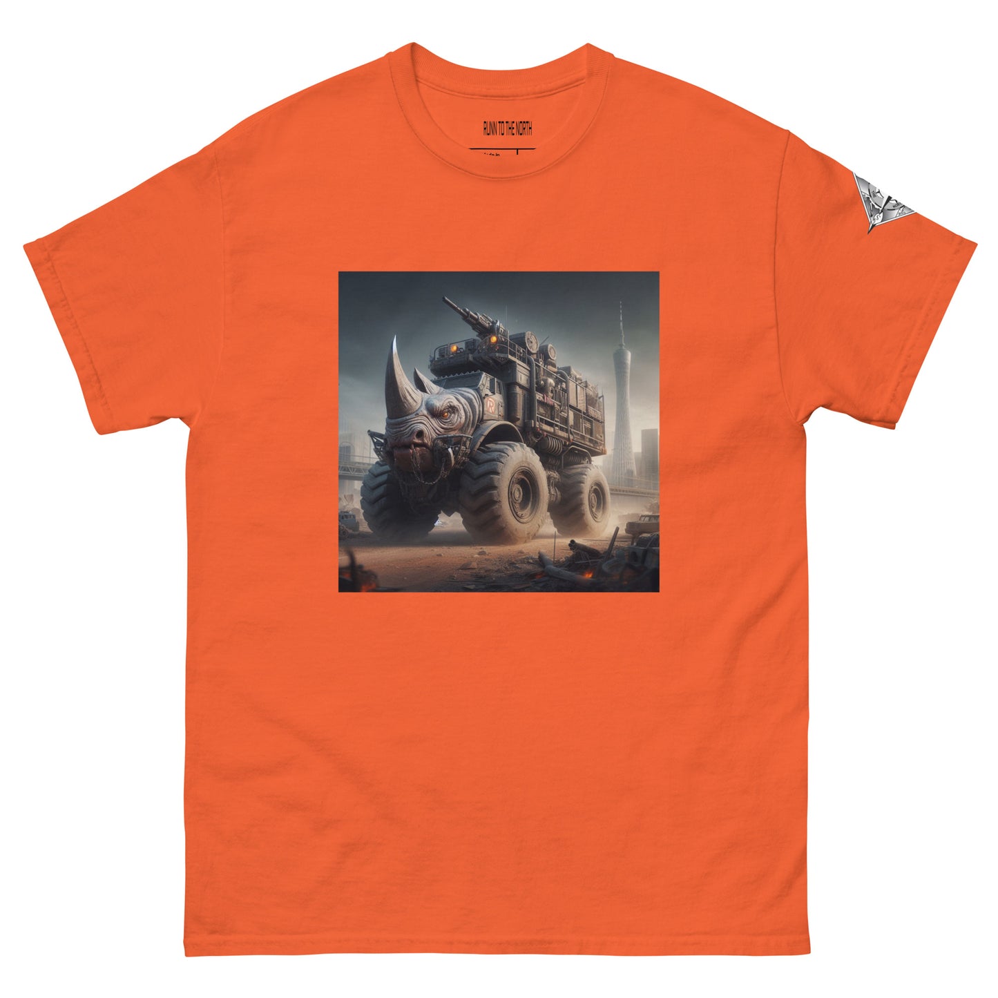 RUNN TO THE NORTH -COMPASS LOGO- RHINO TRUCK #3 -Men's classic tee