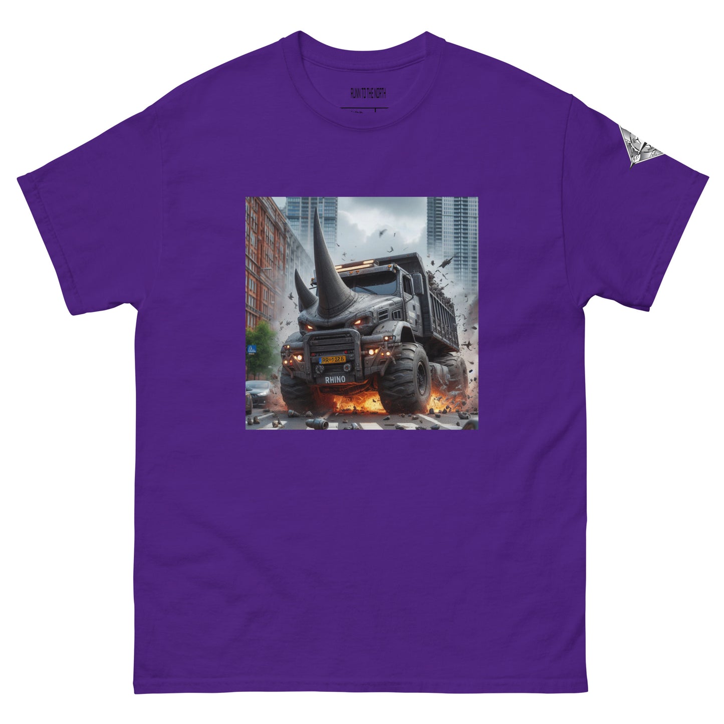 RUNN TO THE NORTH -COMPASS LOGO- RHINO TRUCK #1- Men's classic tee