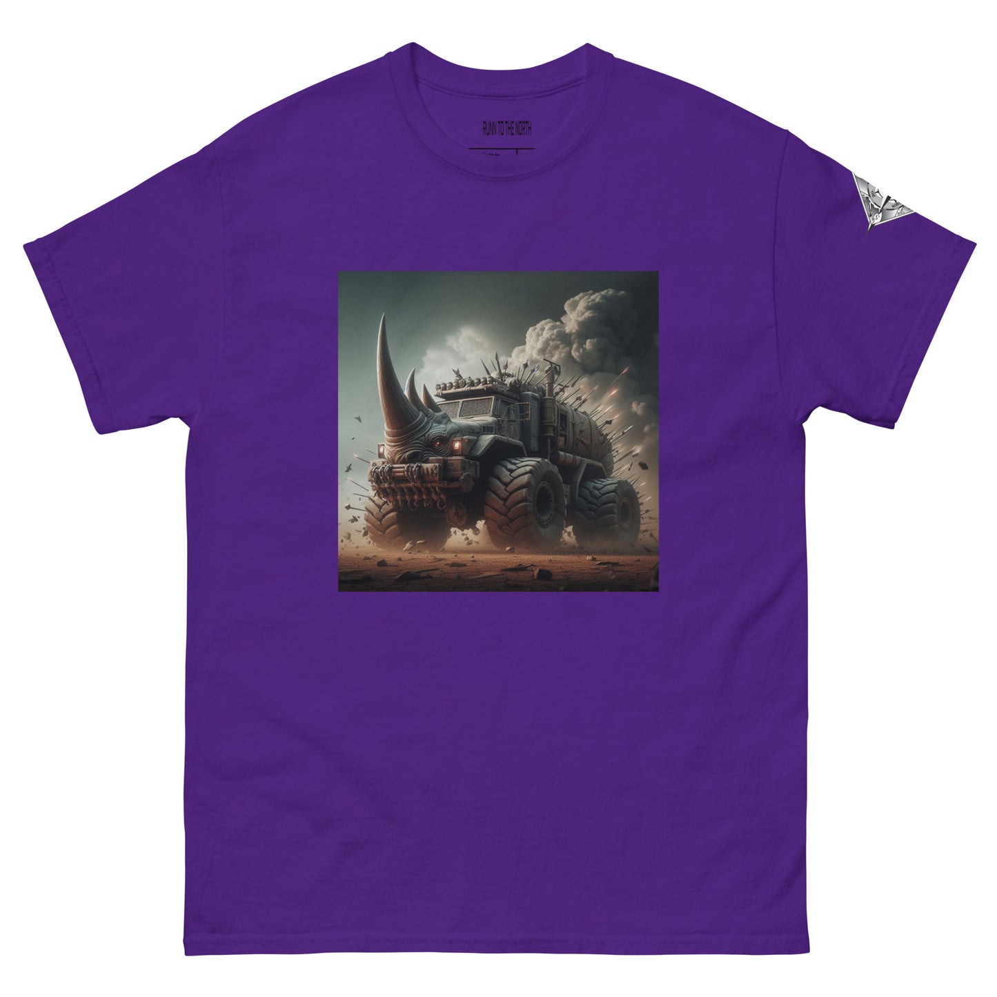 RUNN TO THE NORTH -COMPASS LOGO- RHINO TRUCK #4 -Men's classic tee
