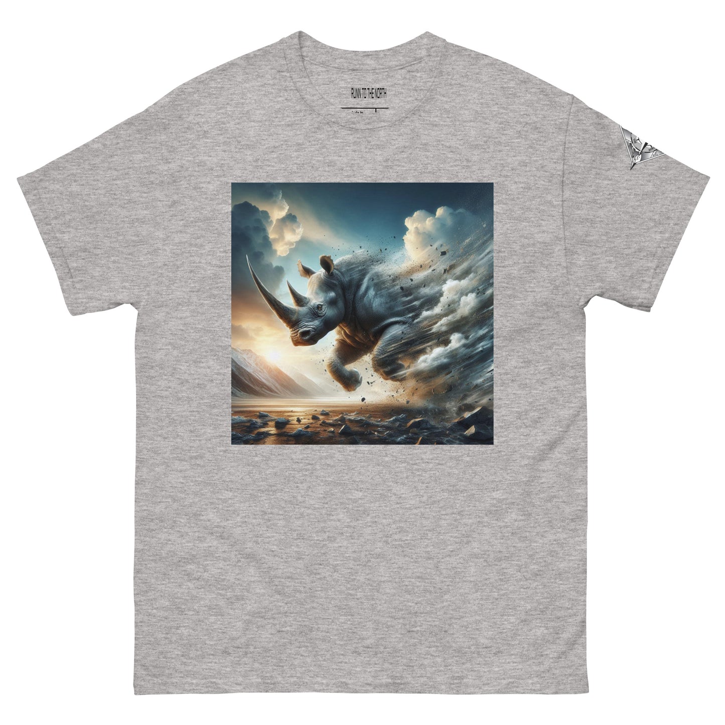RUNN TO THE NORTH - COMPASS LOGO -RHINO BLAST #1 - Men's classic tee