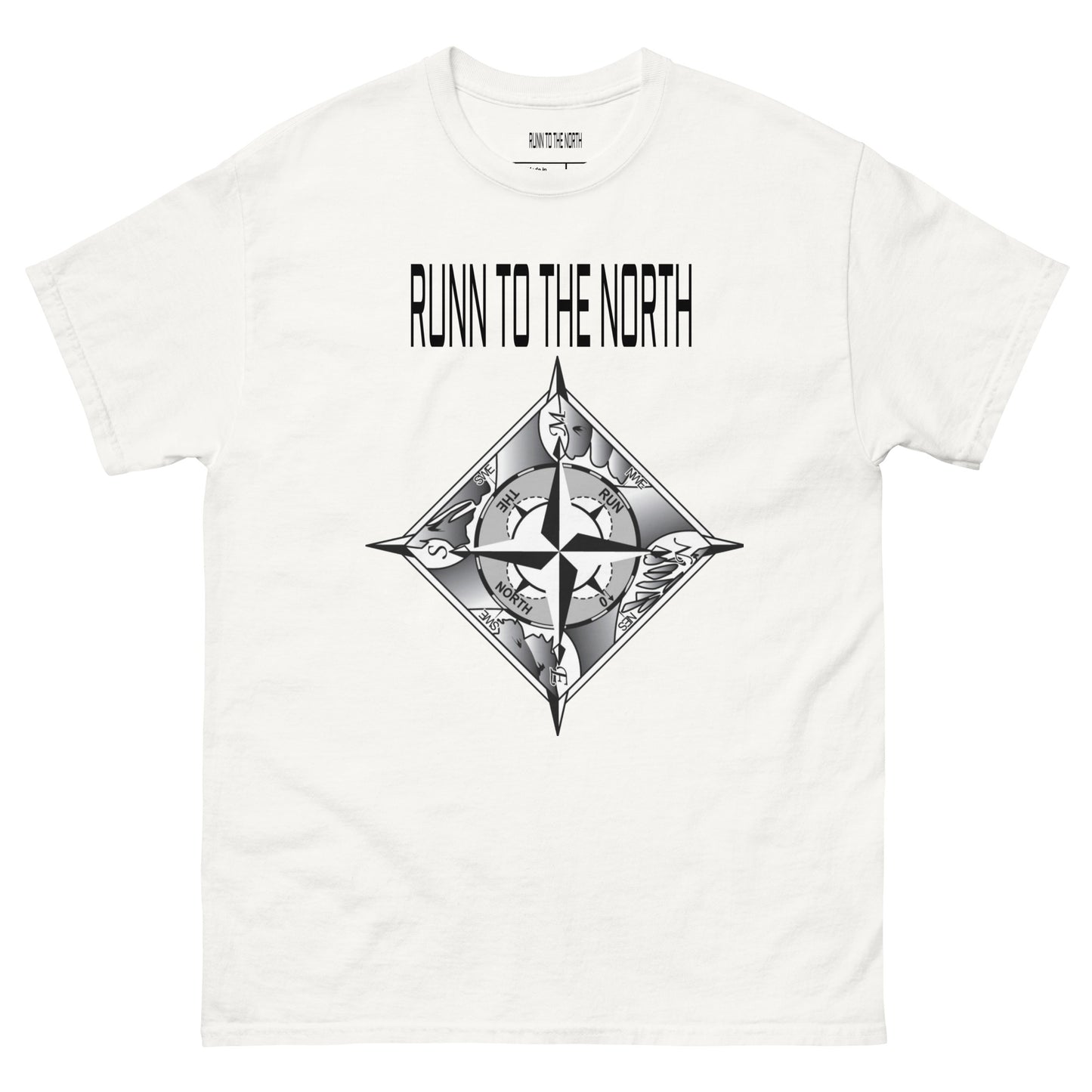 RUNN TO THE NORTH- COMPASS LOGO -Men's classic tee