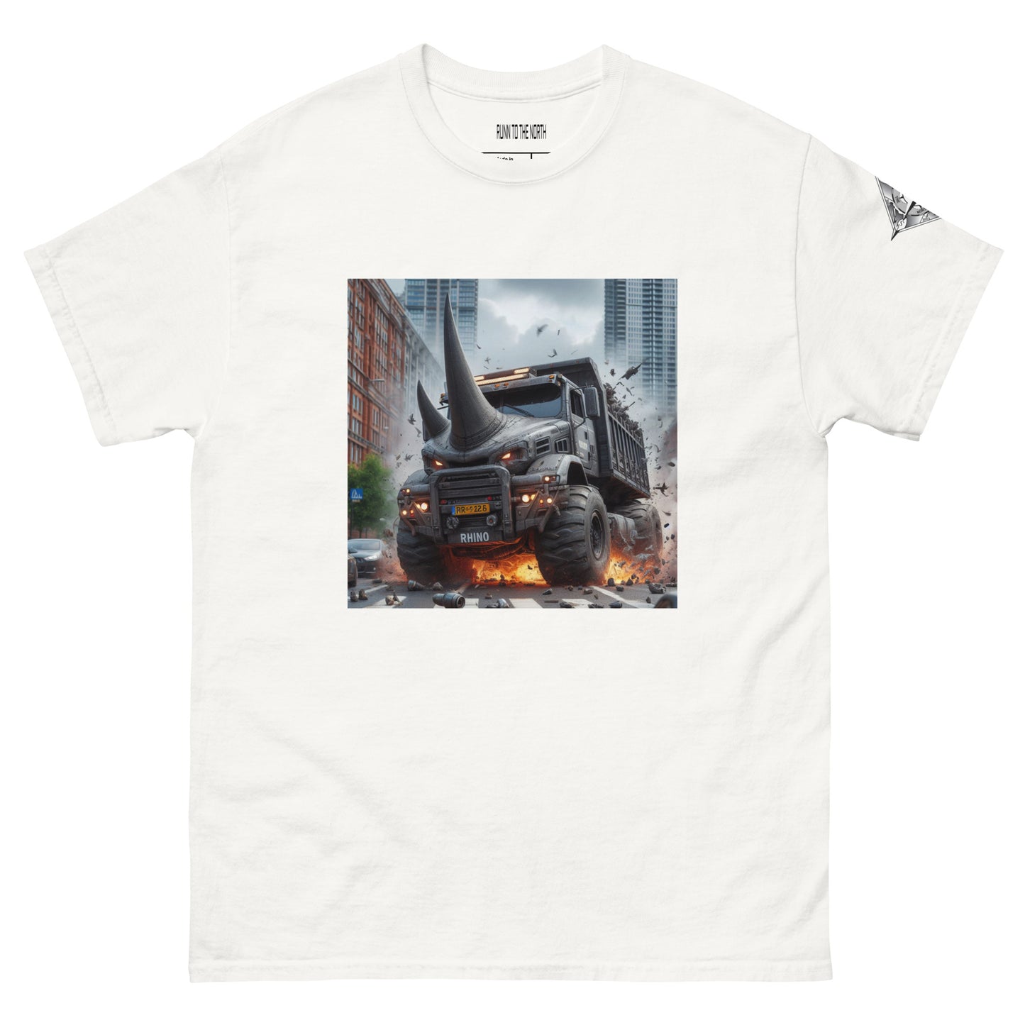 RUNN TO THE NORTH -COMPASS LOGO- RHINO TRUCK #1- Men's classic tee