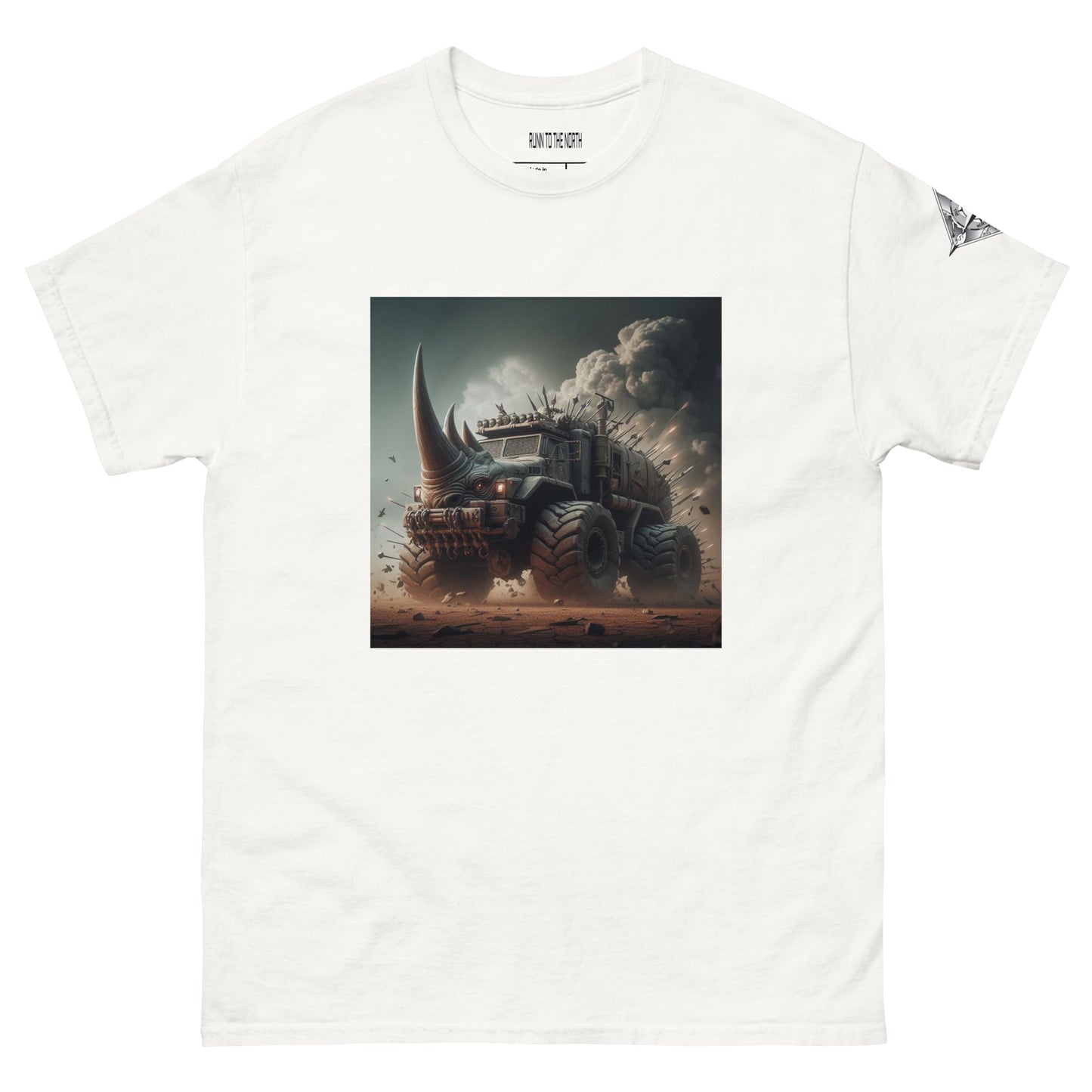 RUNN TO THE NORTH -COMPASS LOGO- RHINO TRUCK #4 -Men's classic tee