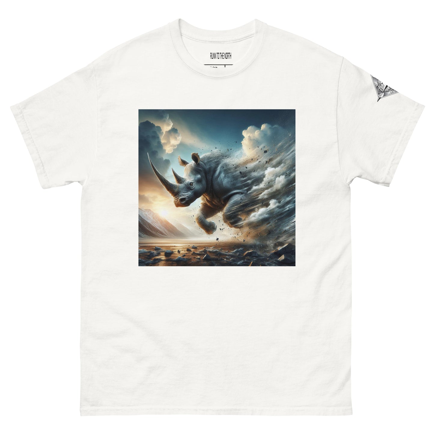 RUNN TO THE NORTH - COMPASS LOGO -RHINO BLAST #1 - Men's classic tee