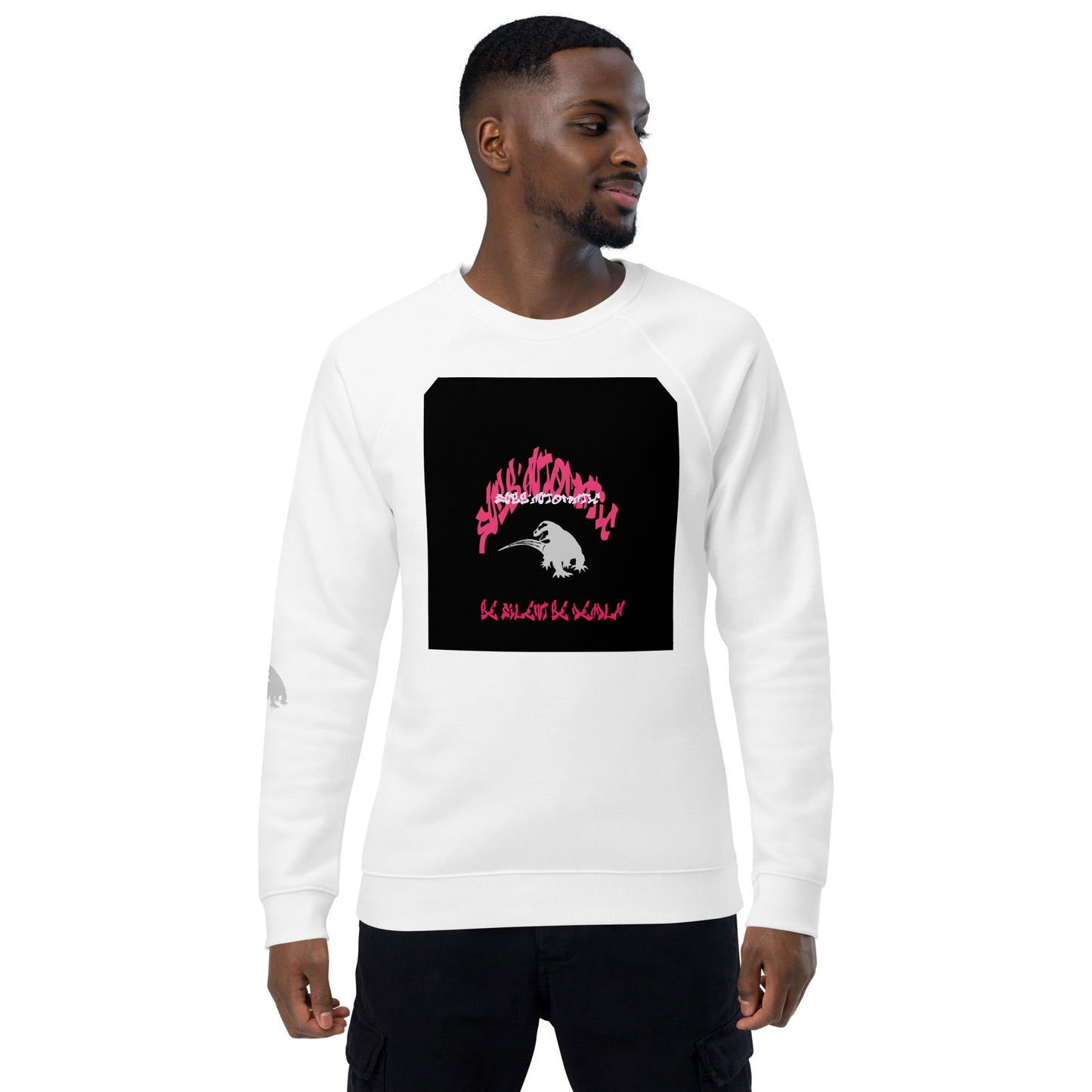 SUBB'AUTOMATIC- SPACE KOMODO DRAGON - BE SILENT BE DEADLY - Unisex organic raglan sweatshirt
