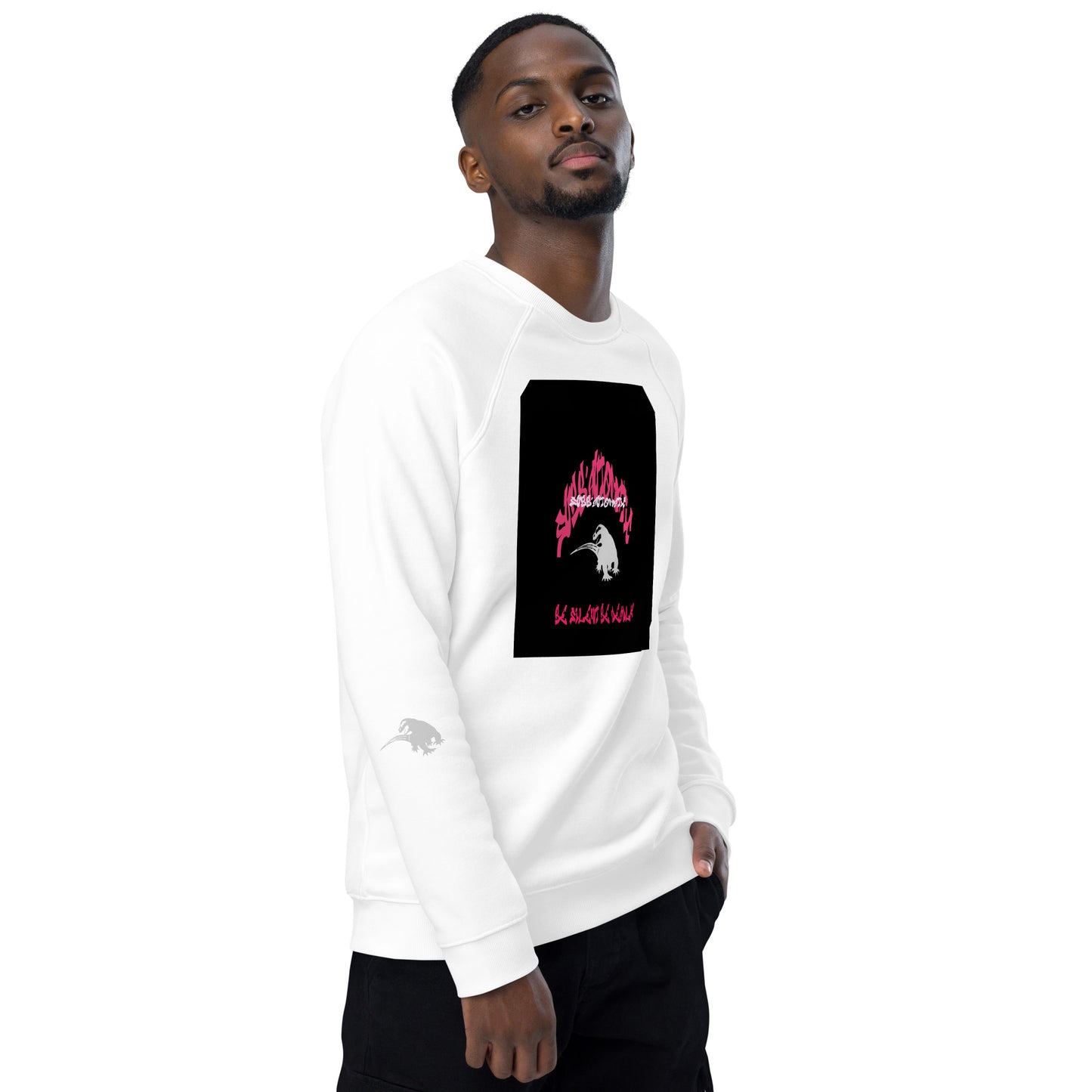SUBB'AUTOMATIC- SPACE KOMODO DRAGON - BE SILENT BE DEADLY - Unisex organic raglan sweatshirt