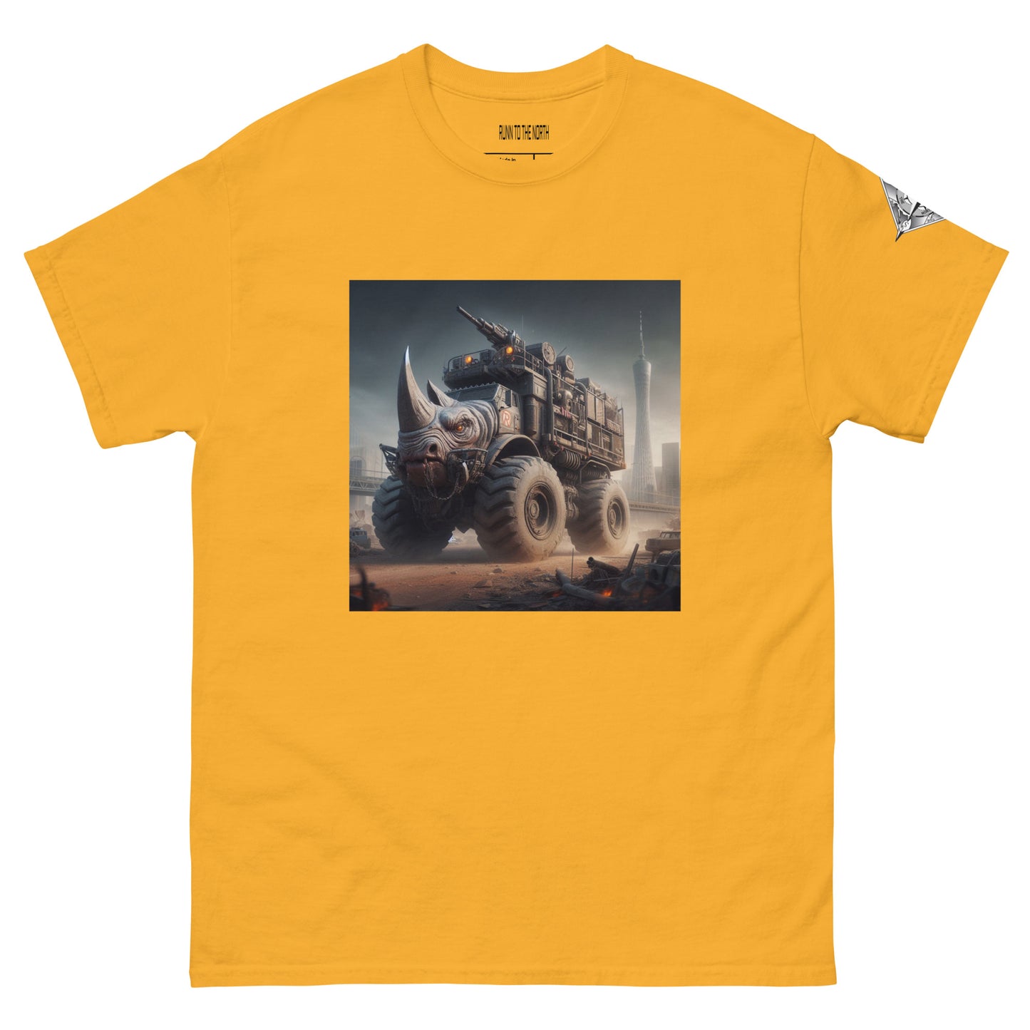 RUNN TO THE NORTH -COMPASS LOGO- RHINO TRUCK #3 -Men's classic tee