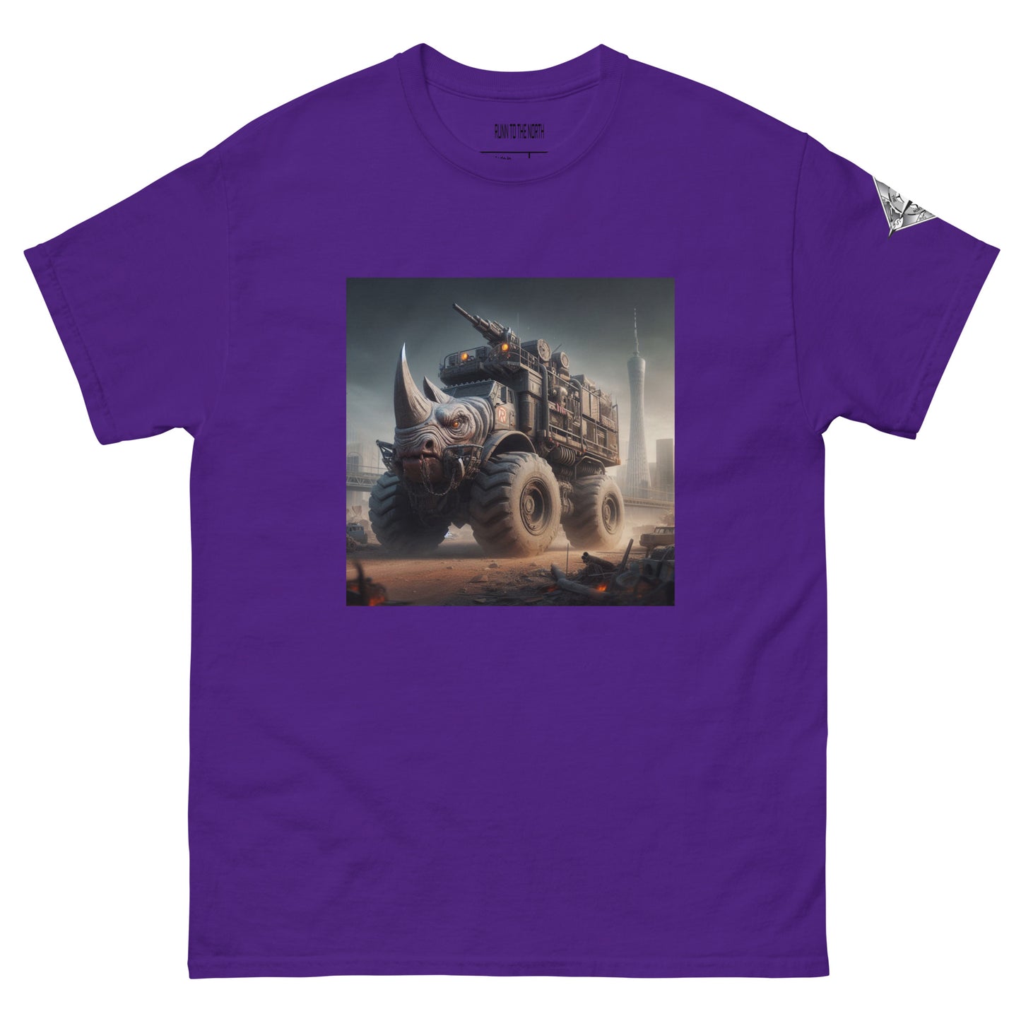 RUNN TO THE NORTH -COMPASS LOGO- RHINO TRUCK #3 -Men's classic tee