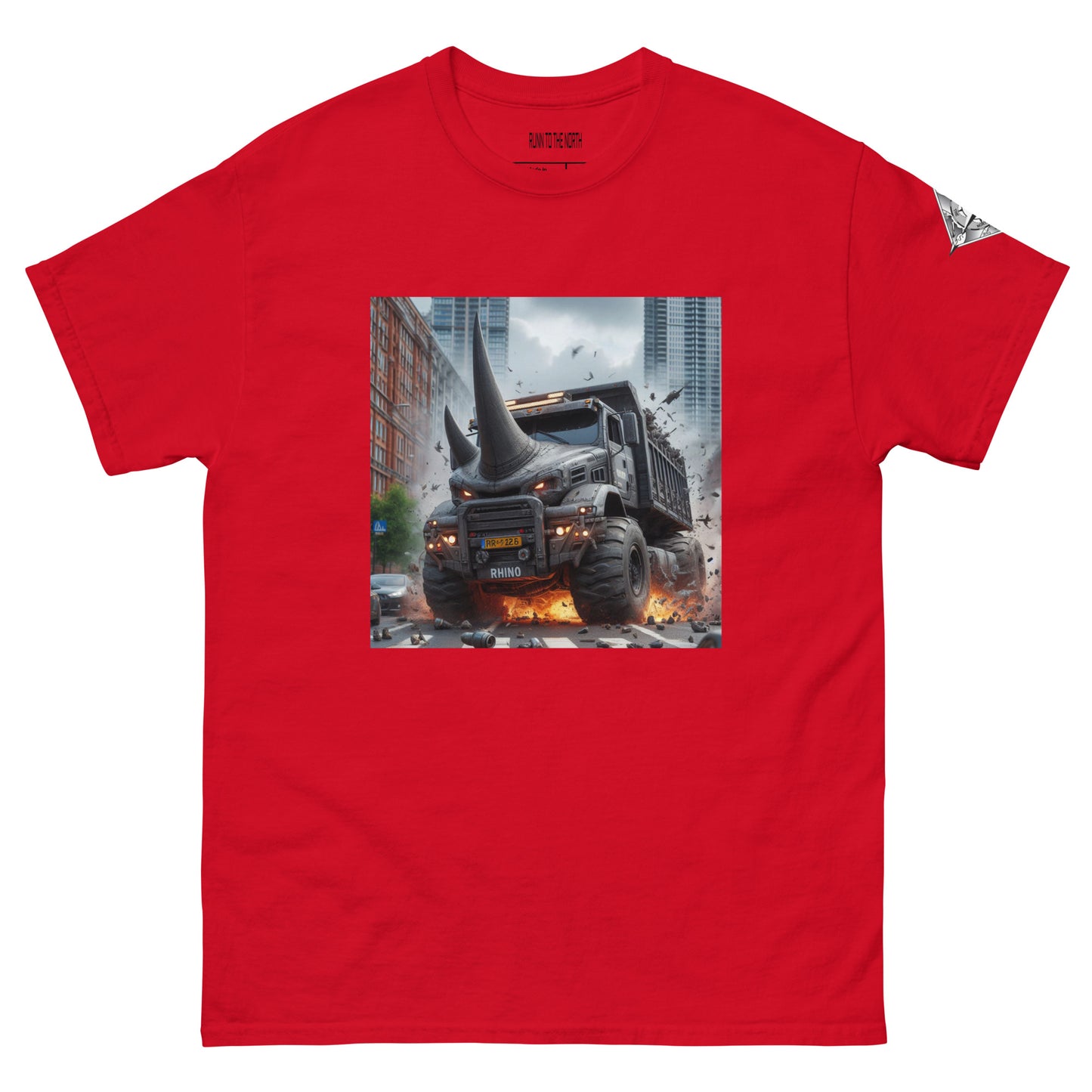 RUNN TO THE NORTH -COMPASS LOGO- RHINO TRUCK #1- Men's classic tee