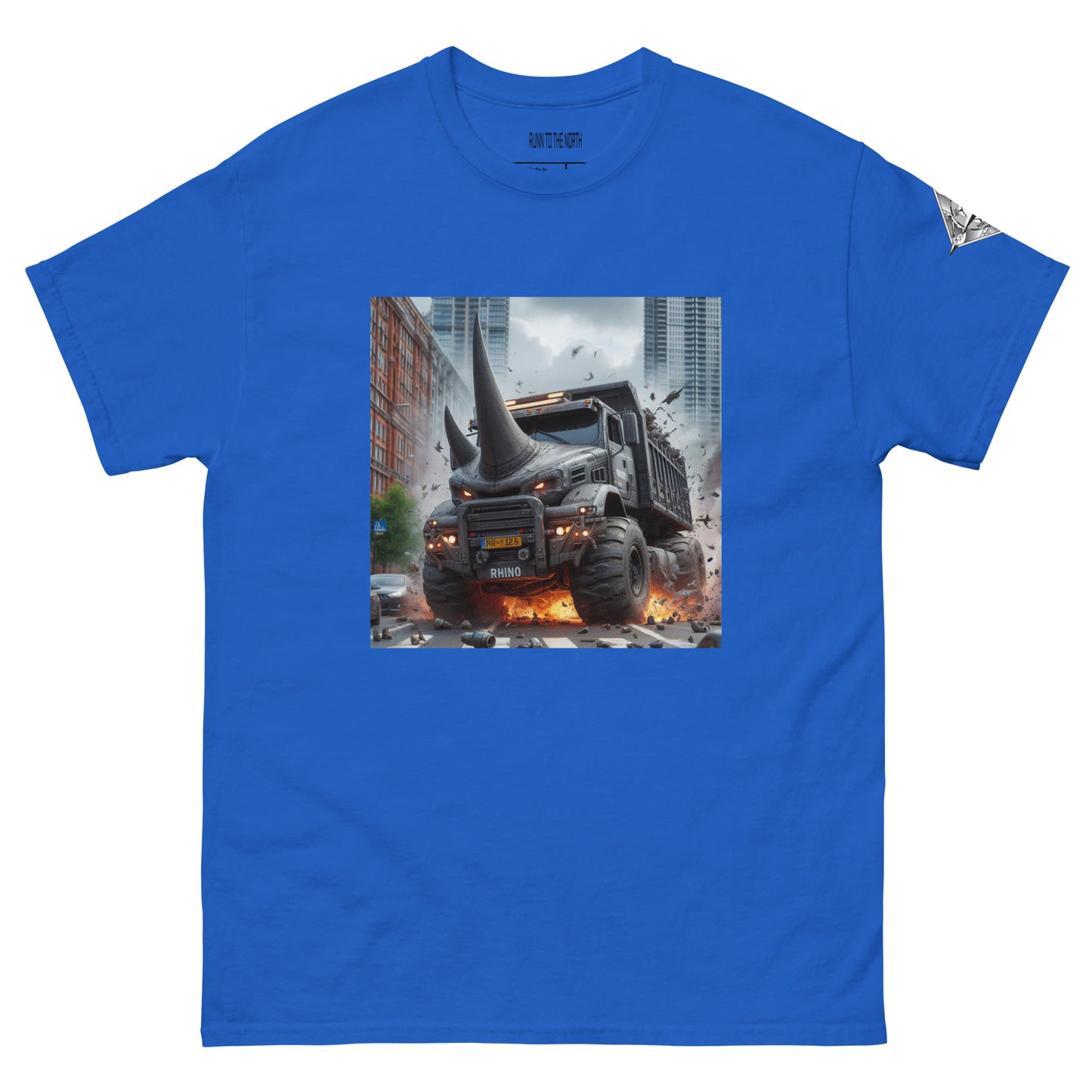 RUNN TO THE NORTH -COMPASS LOGO- RHINO TRUCK #1- Men's classic tee