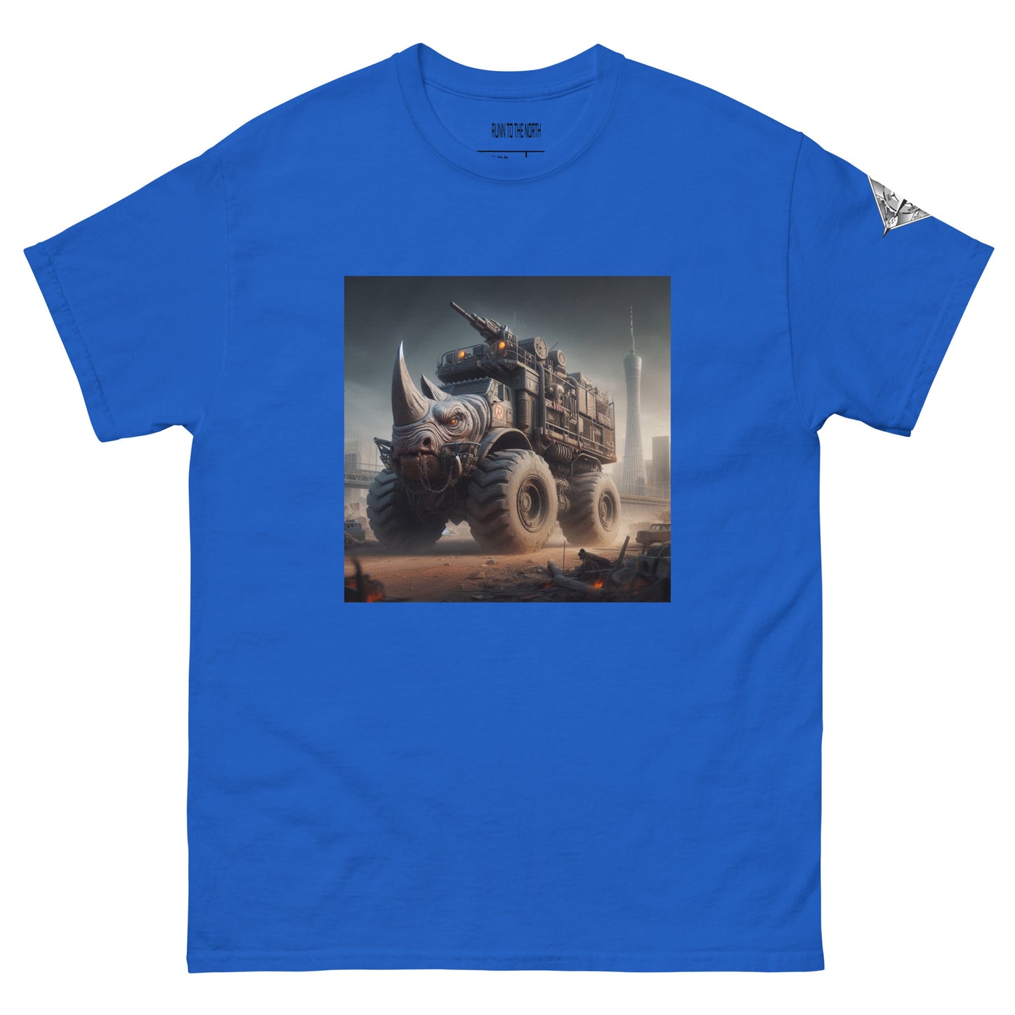 RUNN TO THE NORTH -COMPASS LOGO- RHINO TRUCK #3 -Men's classic tee