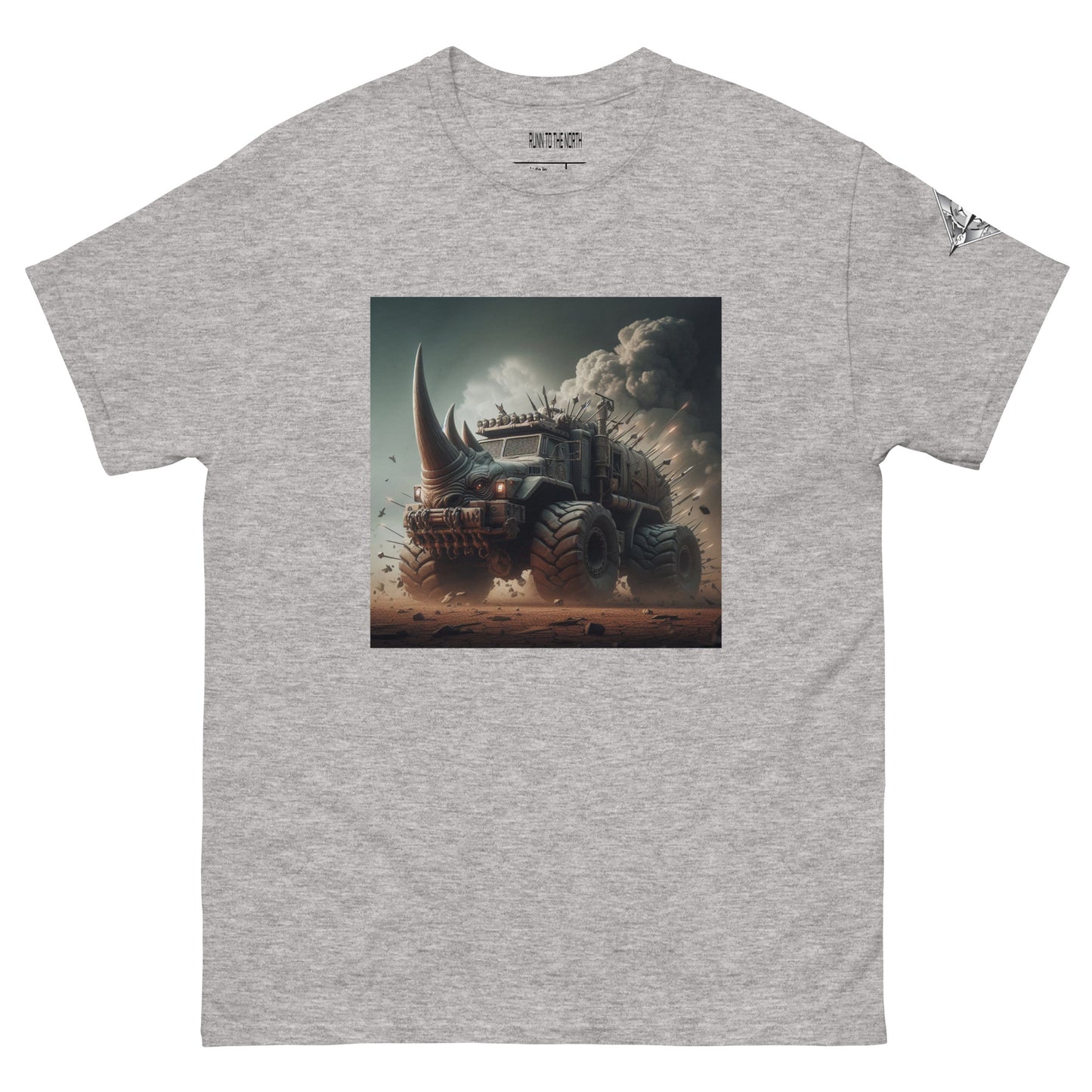 RUNN TO THE NORTH -COMPASS LOGO- RHINO TRUCK #4 -Men's classic tee