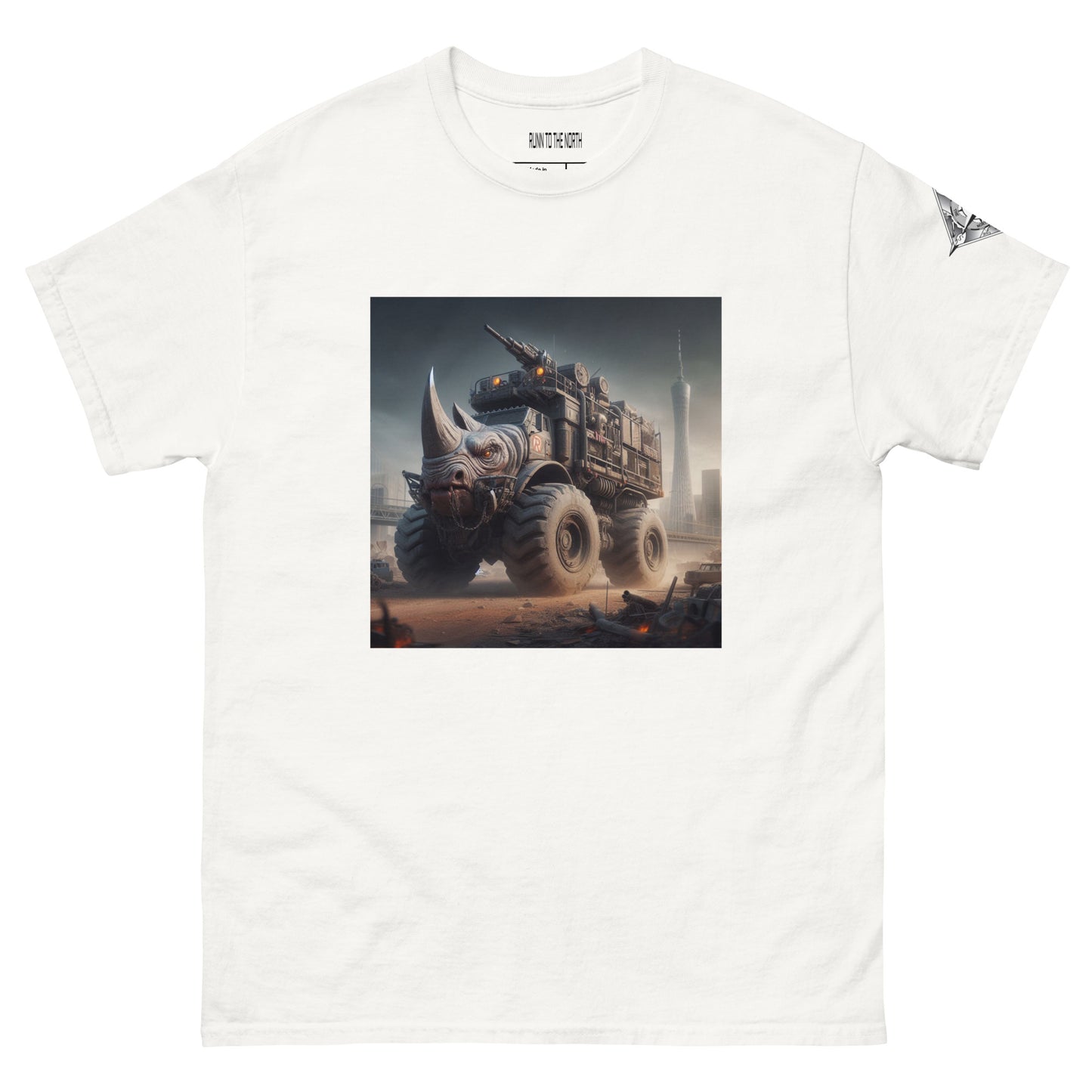 RUNN TO THE NORTH -COMPASS LOGO- RHINO TRUCK #3 -Men's classic tee