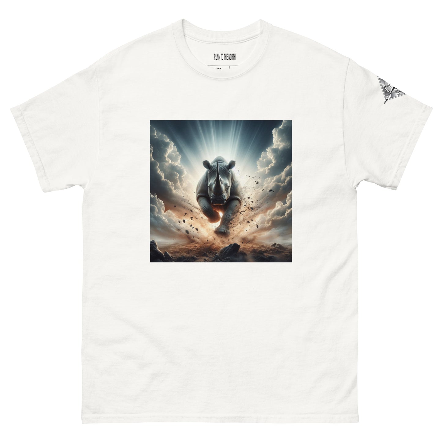RUNN TO THE NORTH - COMPASS LOGO -RHINO BLAST  #2 - Men's classic tee
