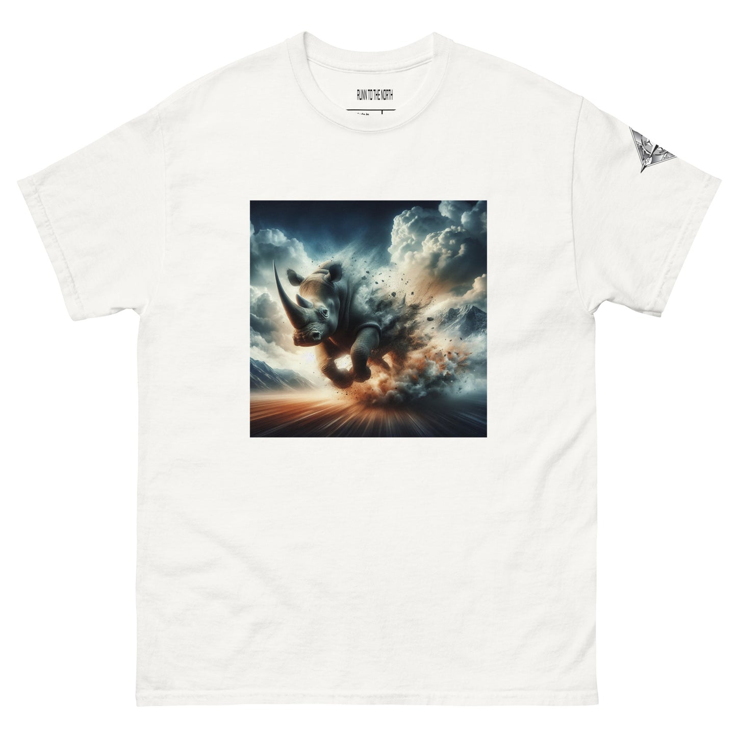 RUNN TO THE NORTH - COMPASS LOGO -RHINO BLAST  #3 - Men's classic tee