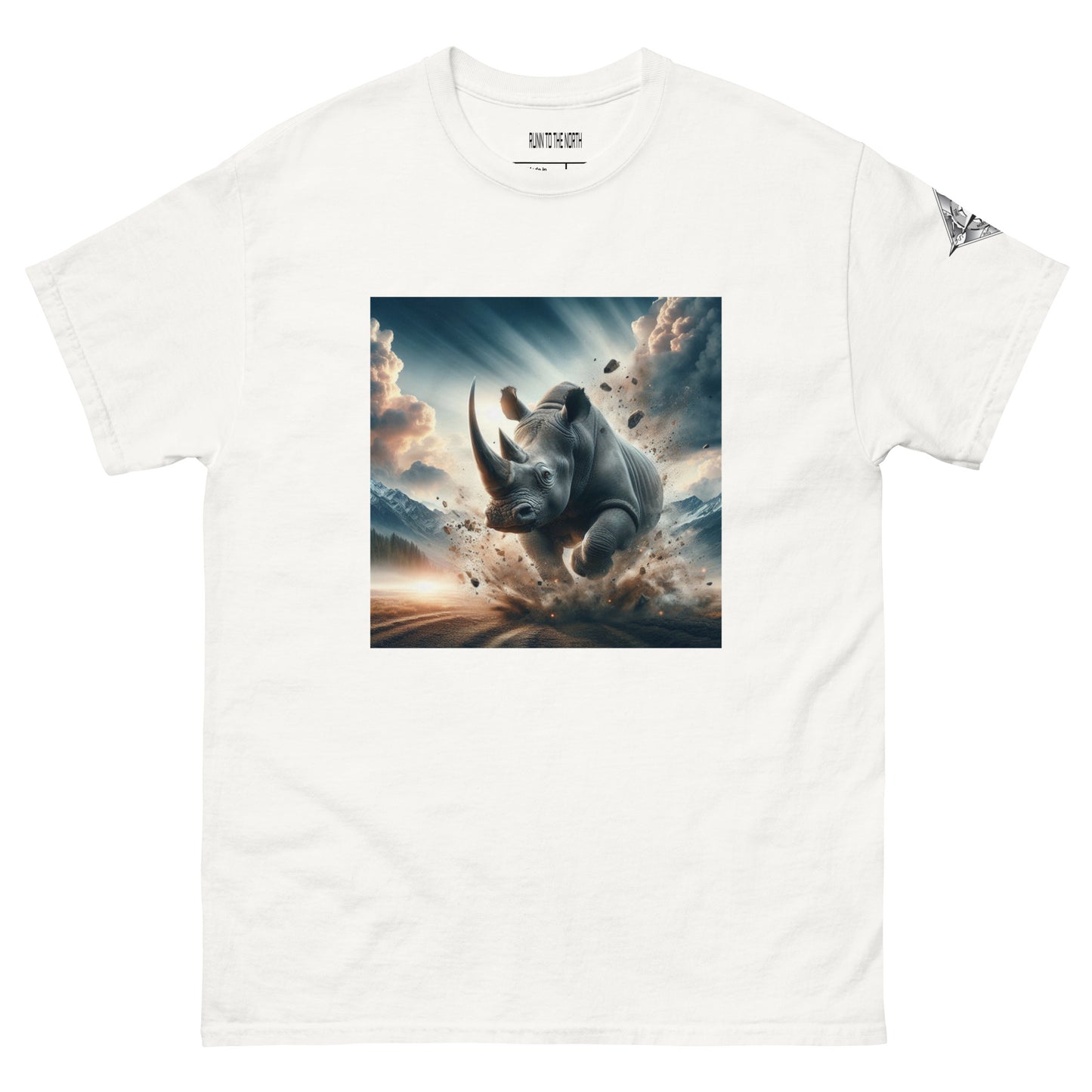 RUNN TO THE NORTH - COMPASS LOGO -RHINO BLAST  #4 - Men's classic tee