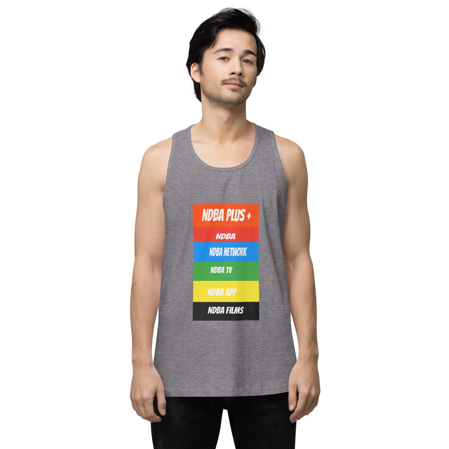 NDBA - NDBA PLUS + - NDBA NETWORK - NDBA TV - NDBA APP - NDBA FILMS - Men’s premium tank top