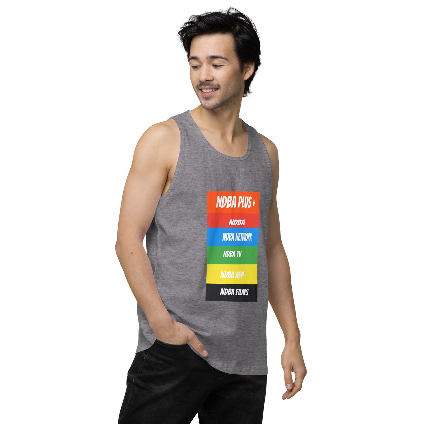 NDBA - NDBA PLUS + - NDBA NETWORK - NDBA TV - NDBA APP - NDBA FILMS - Men’s premium tank top