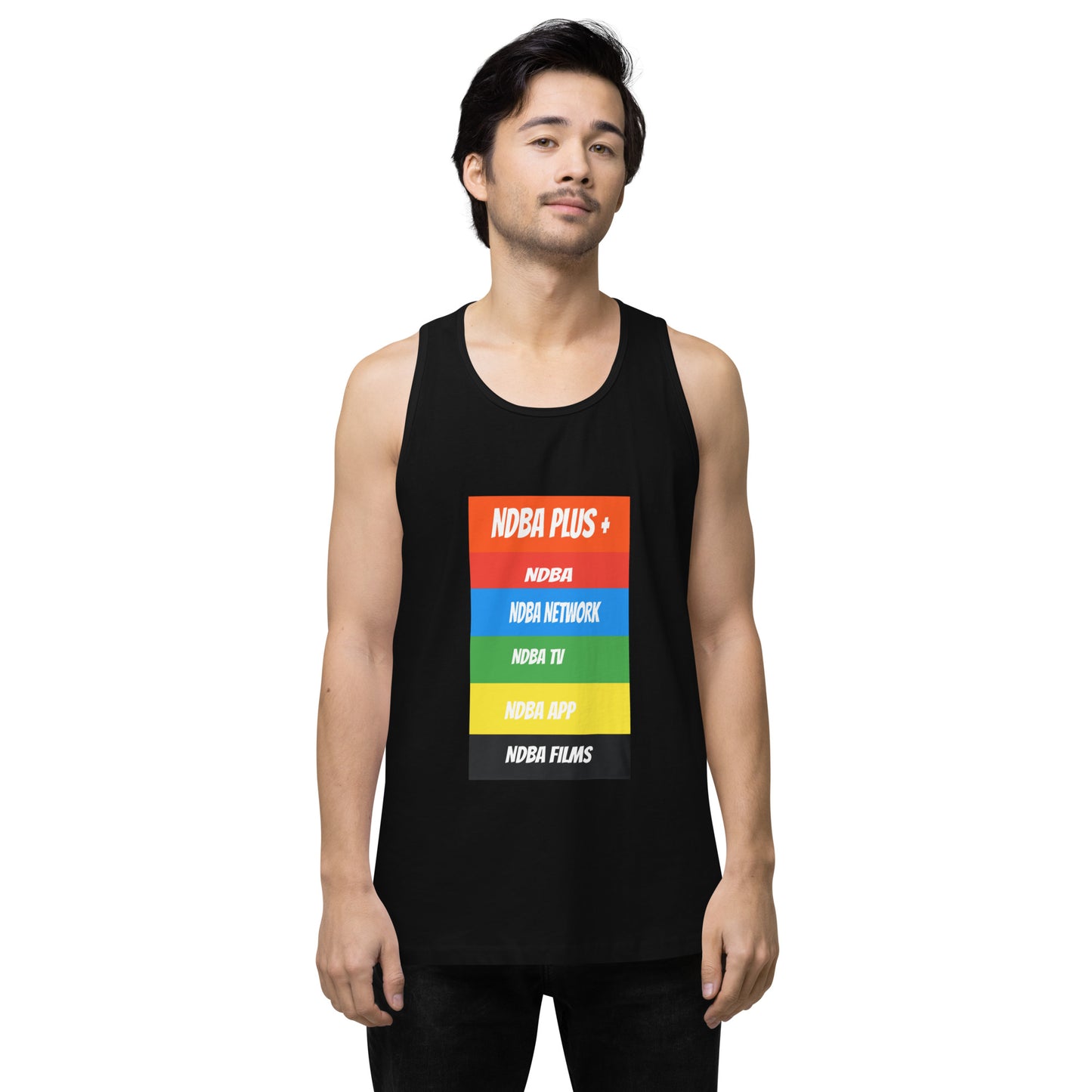 NDBA - NDBA PLUS + - NDBA NETWORK - NDBA TV - NDBA APP - NDBA FILMS - Men’s premium tank top