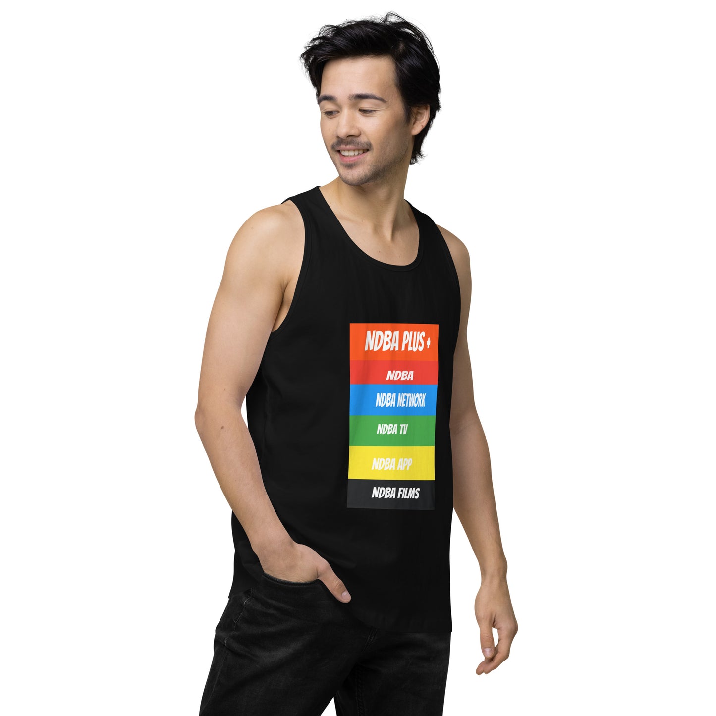 NDBA - NDBA PLUS + - NDBA NETWORK - NDBA TV - NDBA APP - NDBA FILMS - Men’s premium tank top