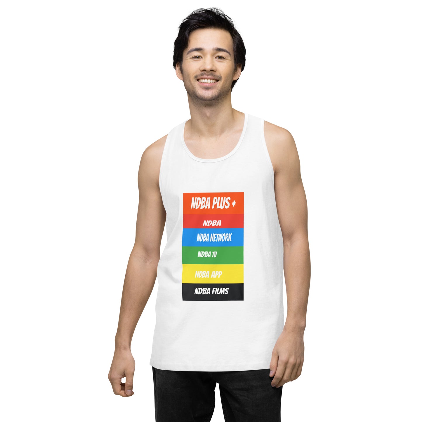 NDBA - NDBA PLUS + - NDBA NETWORK - NDBA TV - NDBA APP - NDBA FILMS - Men’s premium tank top