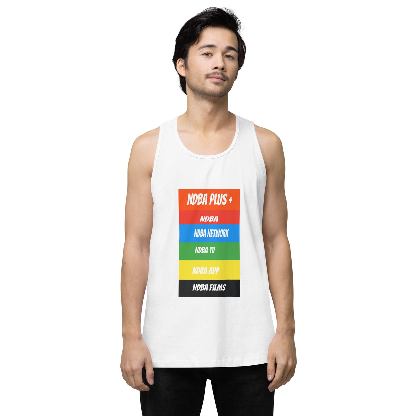 NDBA - NDBA PLUS + - NDBA NETWORK - NDBA TV - NDBA APP - NDBA FILMS - Men’s premium tank top