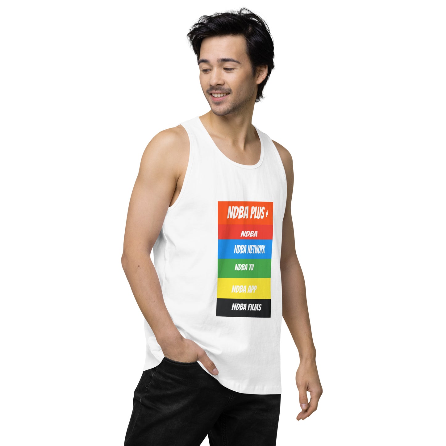 NDBA - NDBA PLUS + - NDBA NETWORK - NDBA TV - NDBA APP - NDBA FILMS - Men’s premium tank top