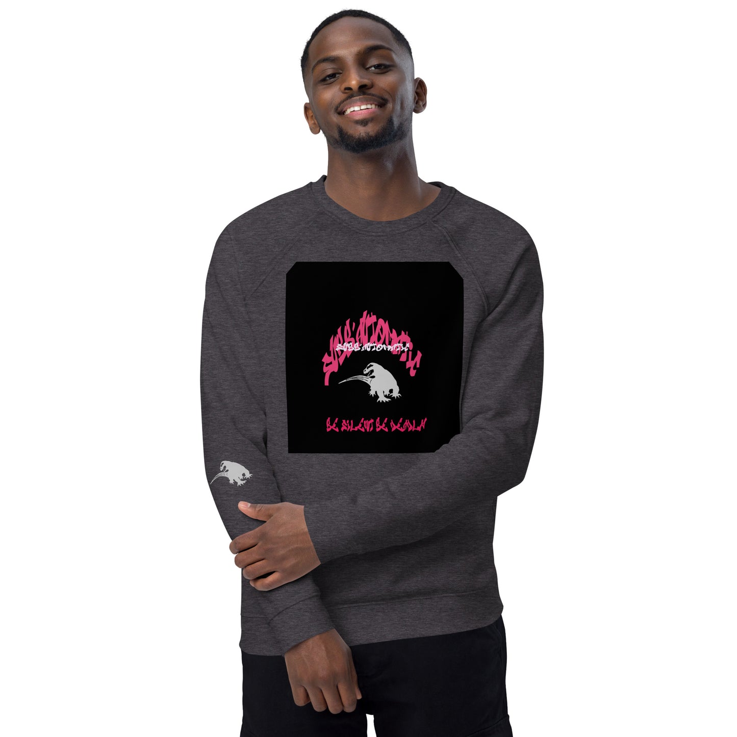 SUBB'AUTOMATIC- SPACE KOMODO DRAGON - BE SILENT  BE DEADLY - Unisex organic raglan sweatshirt