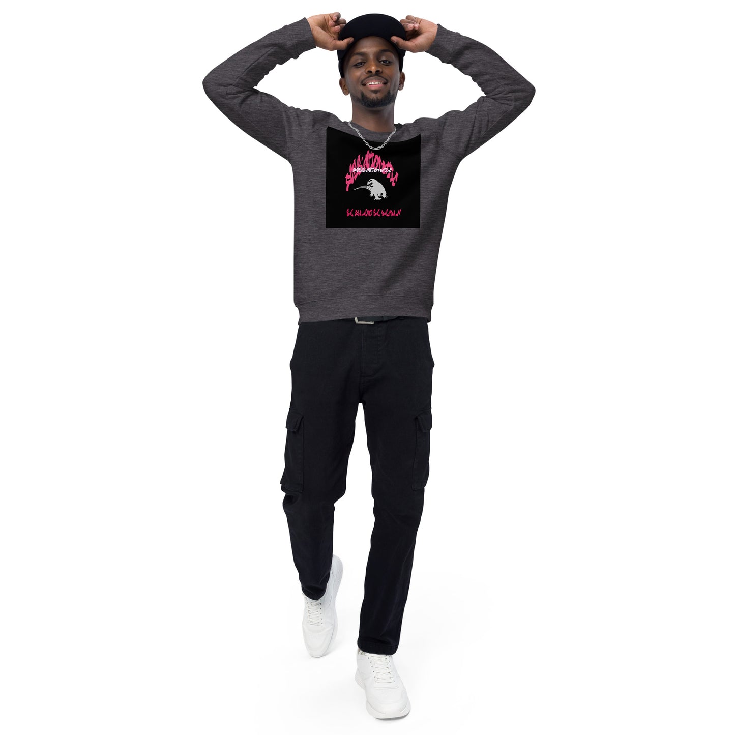 SUBB'AUTOMATIC- SPACE KOMODO DRAGON - BE SILENT  BE DEADLY - Unisex organic raglan sweatshirt