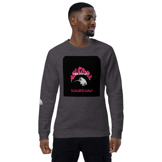 SUBB'AUTOMATIC- SPACE KOMODO DRAGON - BE SILENT  BE DEADLY - Unisex organic raglan sweatshirt