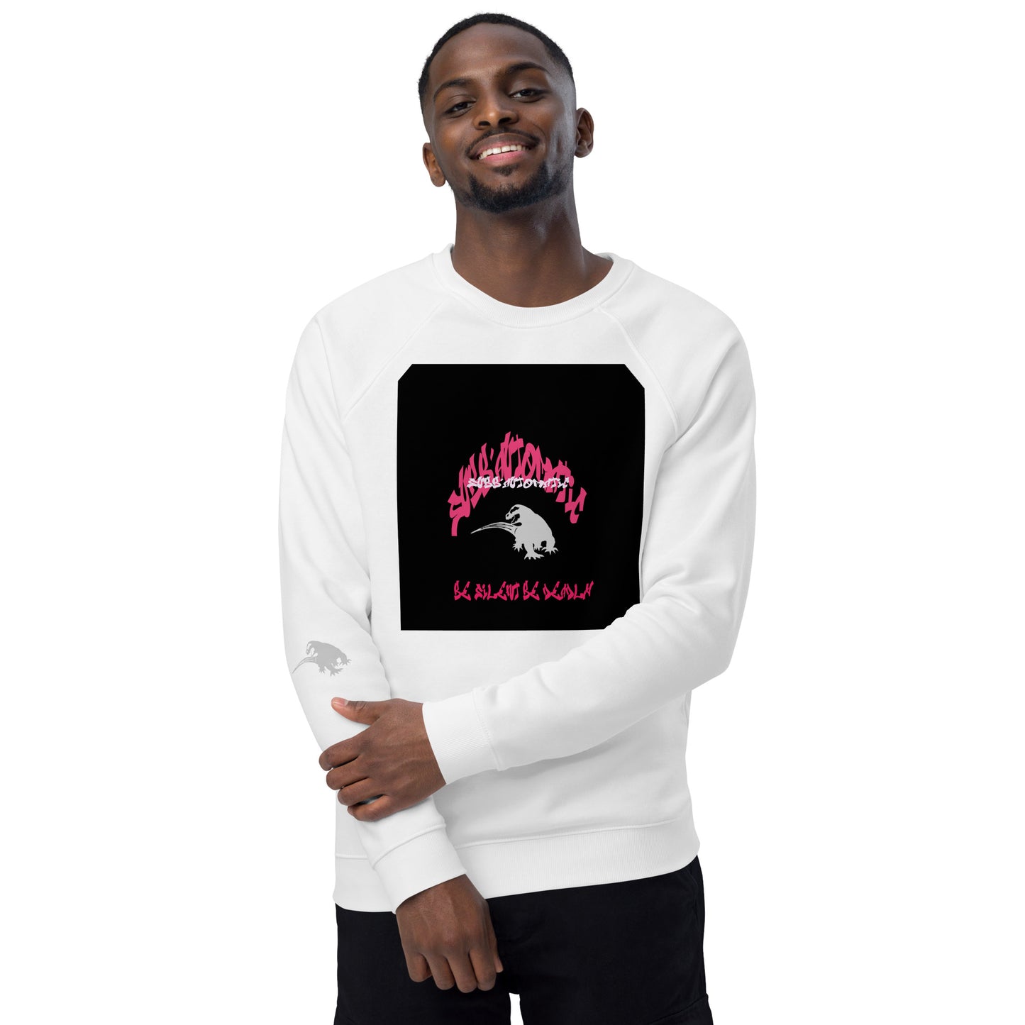 SUBB'AUTOMATIC- SPACE KOMODO DRAGON - BE SILENT  BE DEADLY - Unisex organic raglan sweatshirt