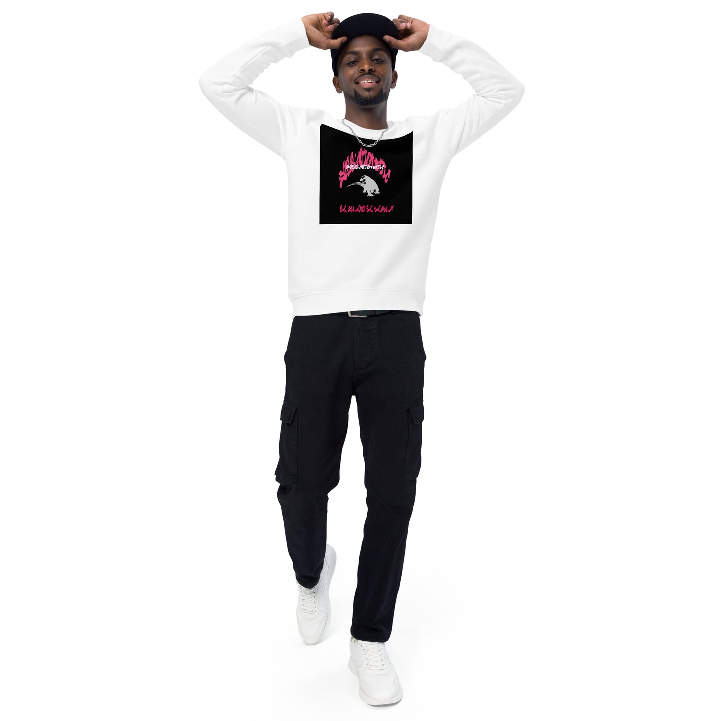 SUBB'AUTOMATIC- SPACE KOMODO DRAGON - BE SILENT  BE DEADLY - Unisex organic raglan sweatshirt