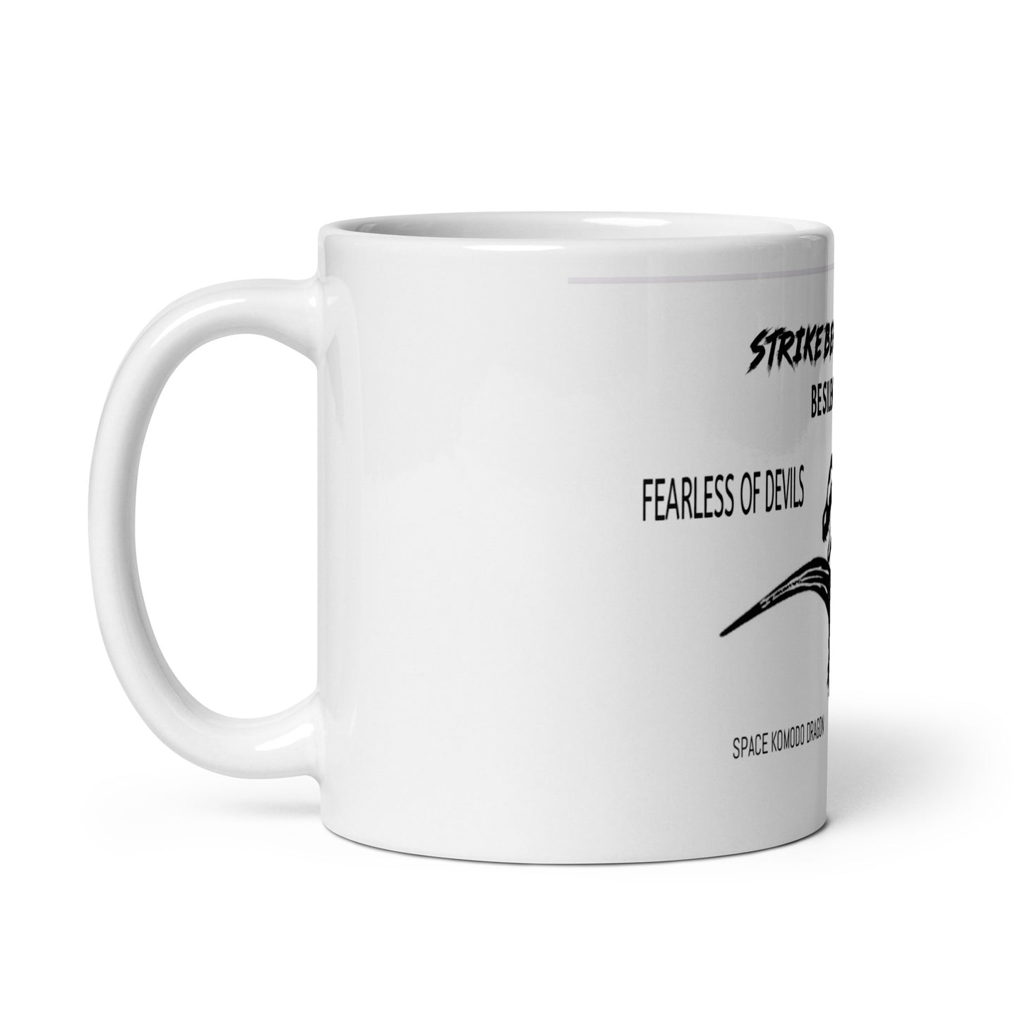 SUBB’AUTOMATIC- SUBB’ - SPACE KOMODO DRAGON TEXT & LOGO- BE SILENT BE DEADLY- FEARLESS OF DEVILS- STRIKE BEFORE THEY DO- White glossy mug